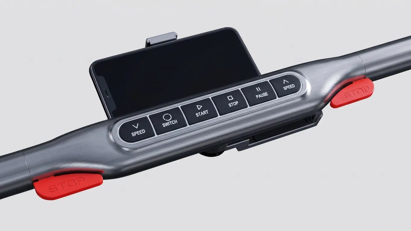 Runpad yenilenen kol tuş takımı, entegre gizli telefon tutucu ve iki kırmızı acil durdurma kolu